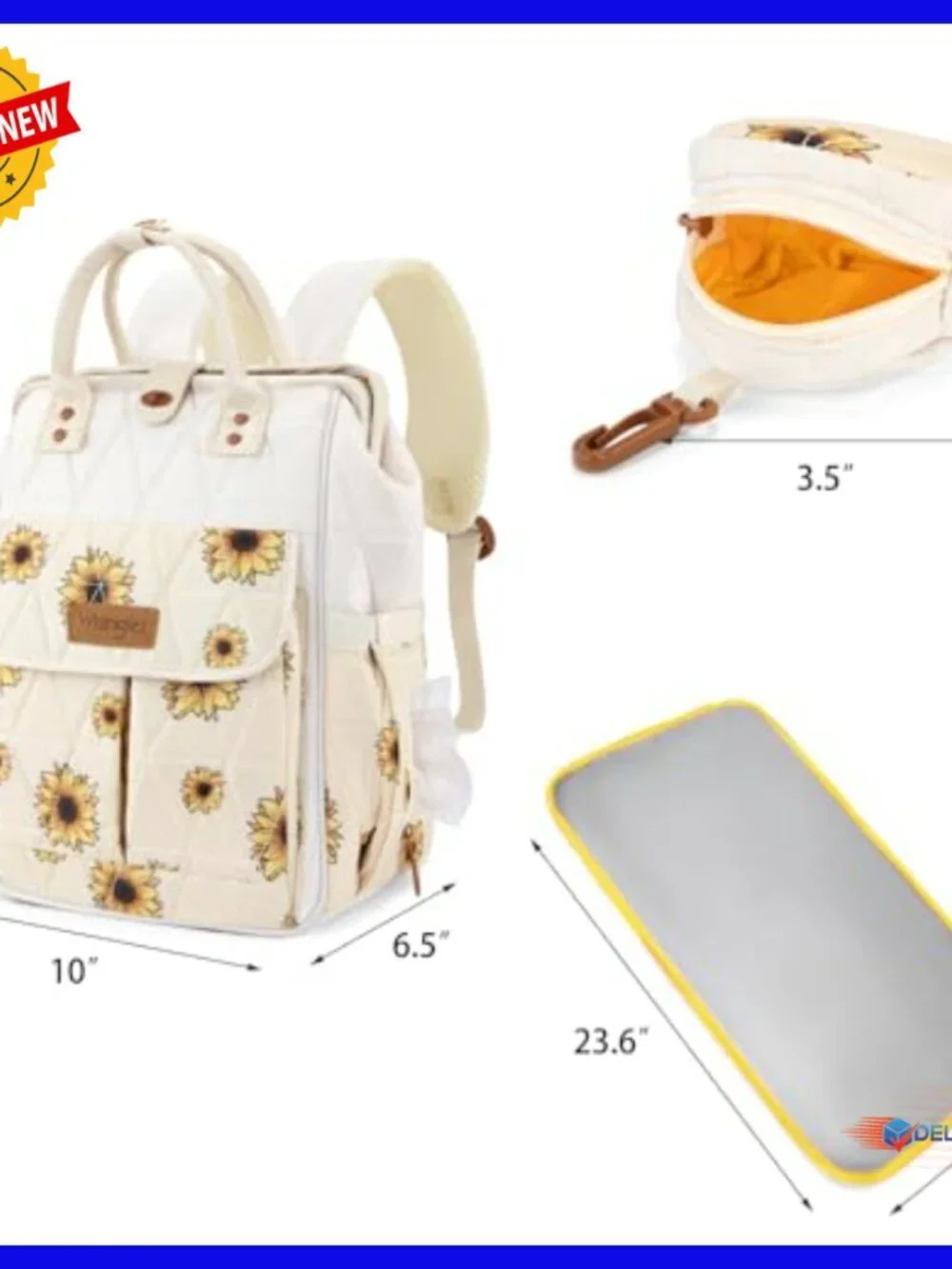 Western Style Diaper Backpack with Insulated Pockets and Changing Pad